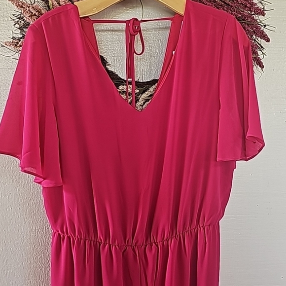 Ces Femme Women's Chiffon Romper-Dress Fuchia Size Small - Picture 2 of 6